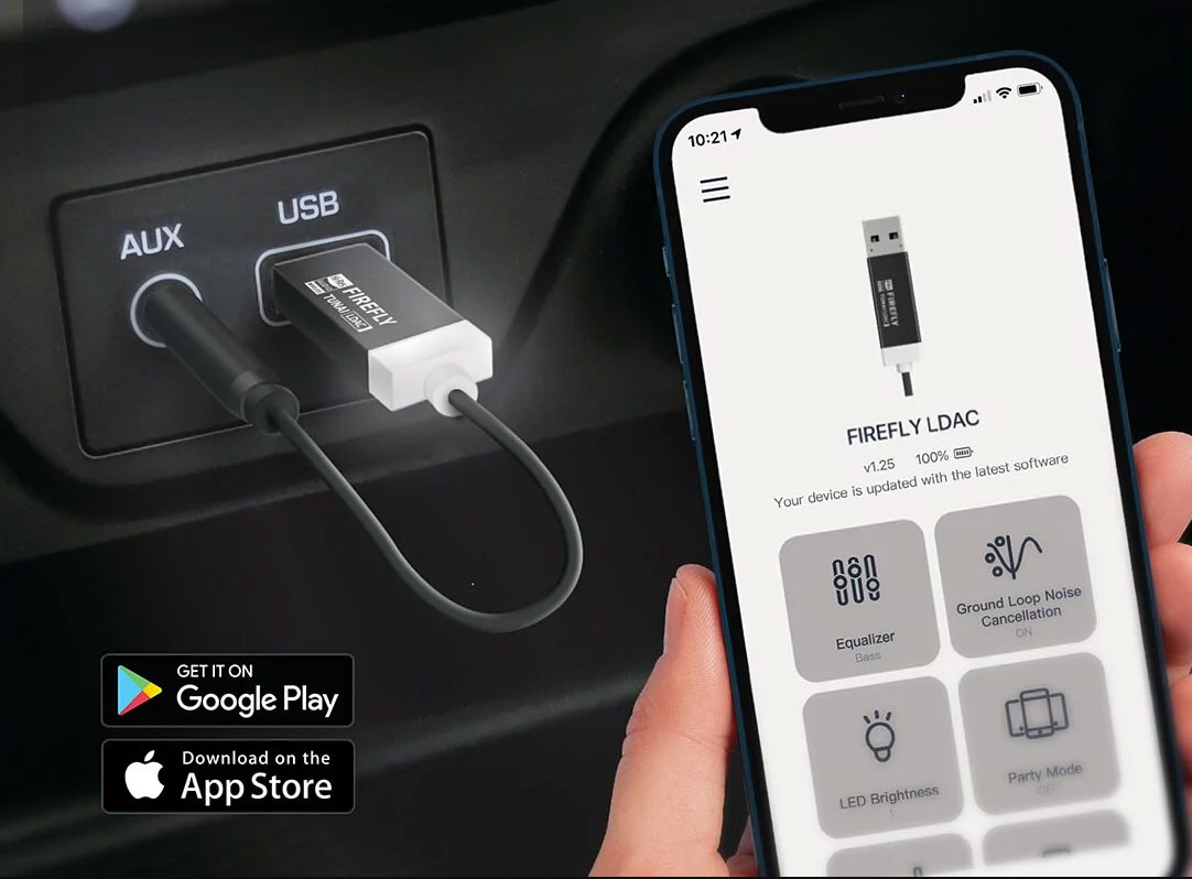 FIREFLY LDAC Bluetooth adapter for bil Overfør musikk trådløst via